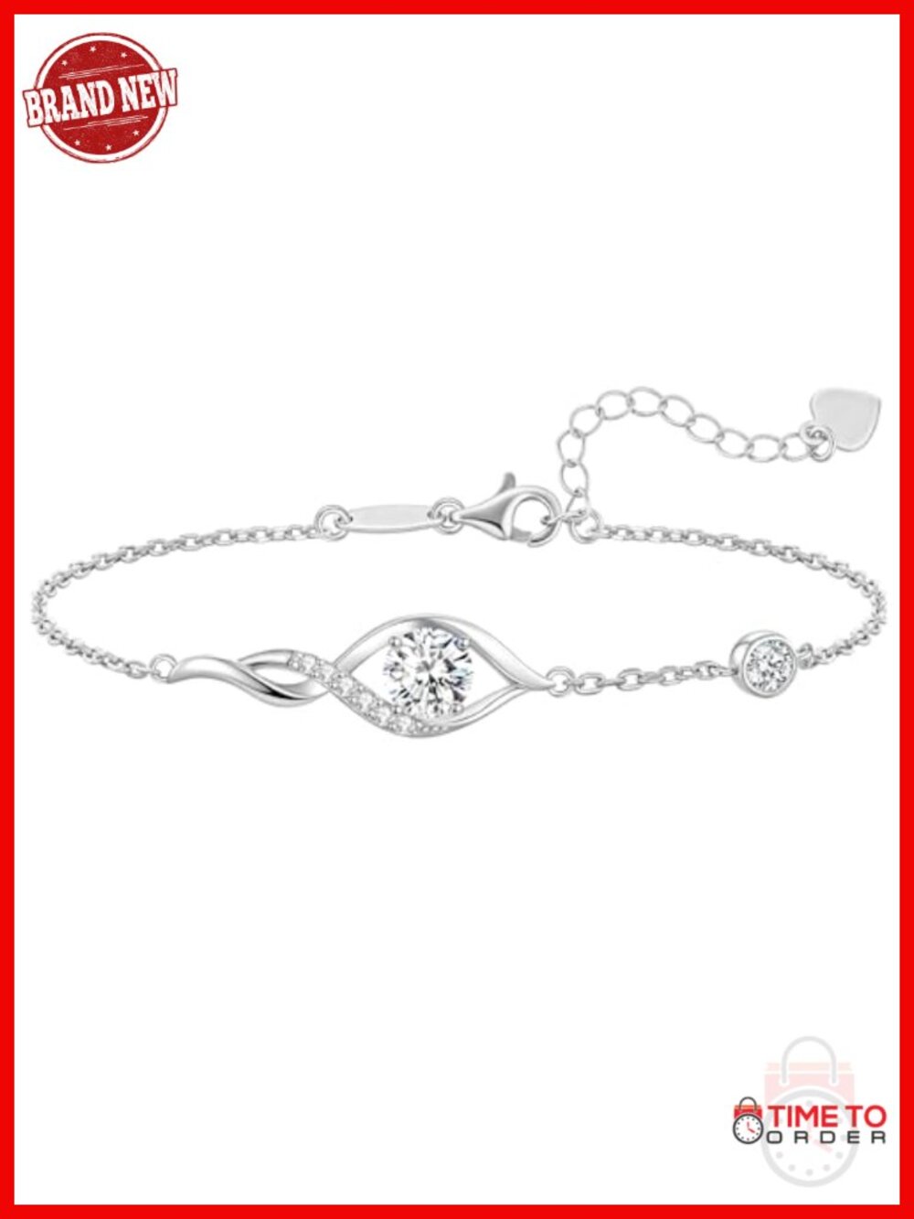 1CT Moissanite Infinity Bracelet with Adjustable Chain, Hypoallergenic